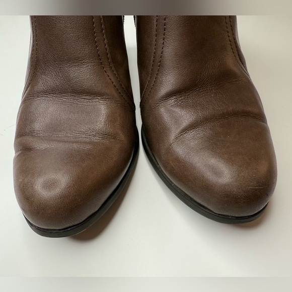 Born Women's Boots 10M Ankle Booties Light Brown Leather Block Heels Zip Up - Picture 13 of 16